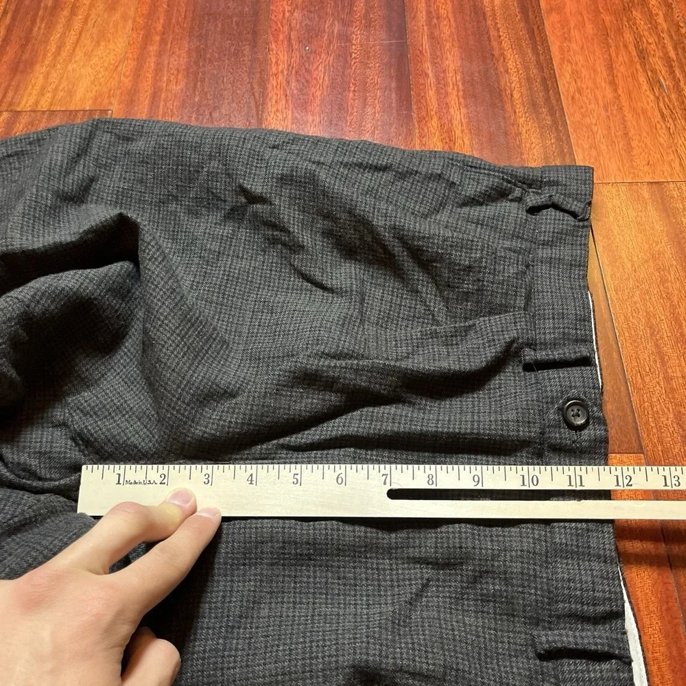 Lauren Ralph Lauren Pants Men 40x32 Gray Wool Plaid Check Preppy Hem Cuffed Logo